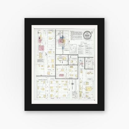 Old map wall art mockup — black gallery frame with white mat — Sanborn Fire Insurance Map from Colby, Clark and Marathon Counties, Wisconsin (1931) - Complete Map Set