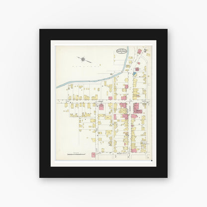 Old map wall art mockup — black gallery frame with white mat — Sanborn Fire Insurance Map from Middleburg, Snyder County, Pennsylvania (1913), Sheet #0002