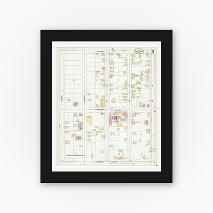 Old map wall art mockup — black gallery frame with white mat — Sanborn Fire Insurance Map from Carlstadt, Bergen County, New Jersey (1902), Sheet #0003