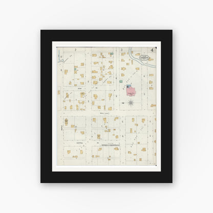 Old map wall art mockup — black gallery frame with white mat — Sanborn Fire Insurance Map from Zumbrota, Goodhue County, Minnesota (1899), Sheet #0004