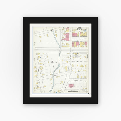 Old map wall art mockup — black gallery frame with white mat — Sanborn Fire Insurance Map from Holgate, Henry County, Ohio (1916), Sheet #0004