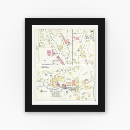 Old map wall art mockup — black gallery frame with white mat — Sanborn Fire Insurance Map from Honesdale, Wayne County, Pennsylvania (1912), Sheet #0010