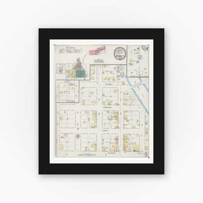 Old map wall art mockup — black gallery frame with white mat — Sanborn Fire Insurance Map from Jackson, Jackson County, Minnesota (1894) - Complete Map Set
