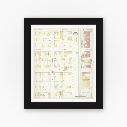Old map wall art mockup — black gallery frame with white mat — Sanborn Fire Insurance Map from Nokomis, Montgomery County, Illinois (1912), Sheet #0002