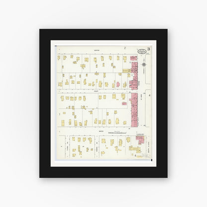 Old map wall art mockup — black gallery frame with white mat — Sanborn Fire Insurance Map from Chardon, Geauga County, Ohio (1911), Sheet #0003