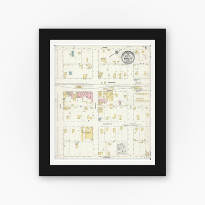 Old map wall art mockup — black gallery frame with white mat — Sanborn Fire Insurance Map from Manito, Mason County, Illinois (1909) - Complete Map Set