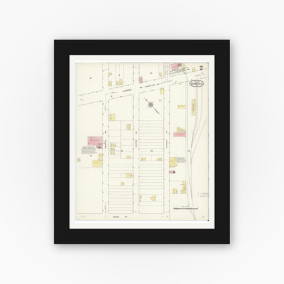 Old map wall art mockup — black gallery frame with white mat — Sanborn Fire Insurance Map from Mamaroneck, Westchester County, New York (1912) - Complete Map Set
