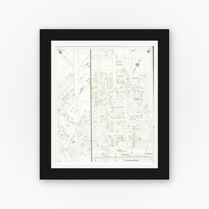 Old map wall art mockup — black gallery frame with white mat — Sanborn Fire Insurance Map from Monahans, Ward County, Texas (1940), Sheet #0006