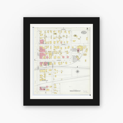 Old map wall art mockup — black gallery frame with white mat — Sanborn Fire Insurance Map from Orrville, Wayne County, Ohio (1904), Sheet #0003