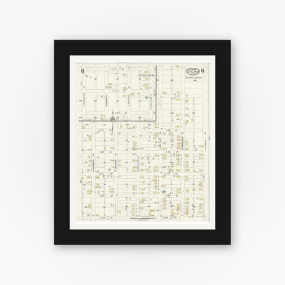 Old map wall art mockup — black gallery frame with white mat — Sanborn Fire Insurance Map from Saint Cloud, Osceola County, Florida (1924), Sheet #0006