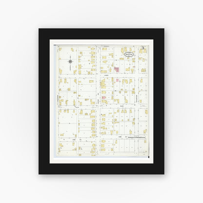 Old map wall art mockup — black gallery frame with white mat — Sanborn Fire Insurance Map from Bradford, Darke and Miami Counties, Ohio (1910), Sheet #0003