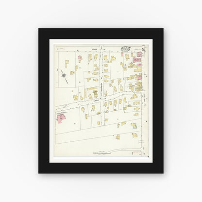 Old map wall art mockup — black gallery frame with white mat — Sanborn Fire Insurance Map from Pittsford, Monroe County, New York (1912), Sheet #0005
