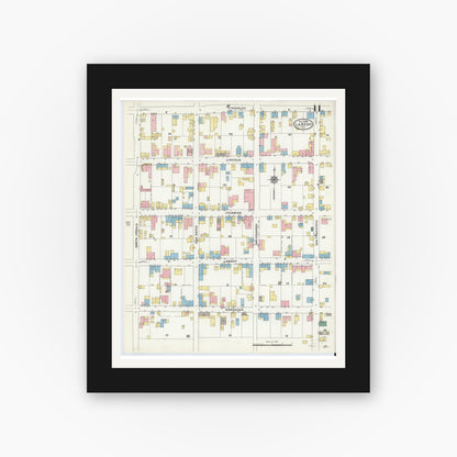 Old map wall art mockup — black gallery frame with white mat — Sanborn Fire Insurance Map from Laredo, Webb County, Texas (1909), Sheet #0011