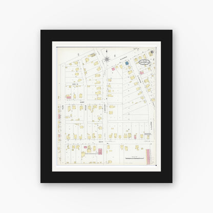 Old map wall art mockup — black gallery frame with white mat — Sanborn Fire Insurance Map from Collinsville, Madison County, Illinois (1907), Sheet #0008
