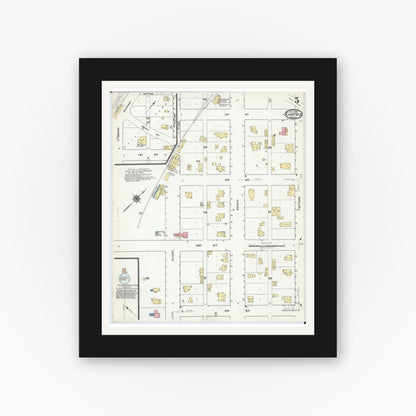 Old map wall art mockup — black gallery frame with white mat — Sanborn Fire Insurance Map from Chatfield, Fillmore And Olmsted Counties, Minnesota (1920), Sheet #0005