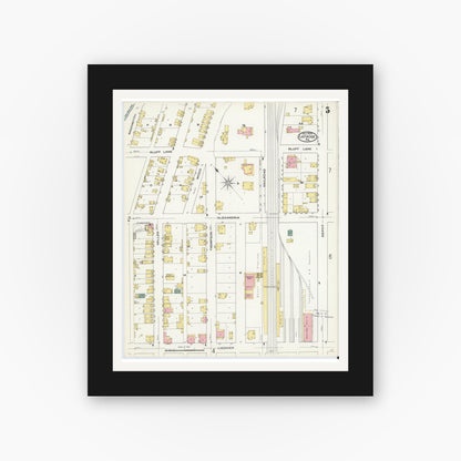 Old map wall art mockup — black gallery frame with white mat — Sanborn Fire Insurance Map from Latrobe, Westmoreland County, Pennsylvania (1909), Sheet #0005