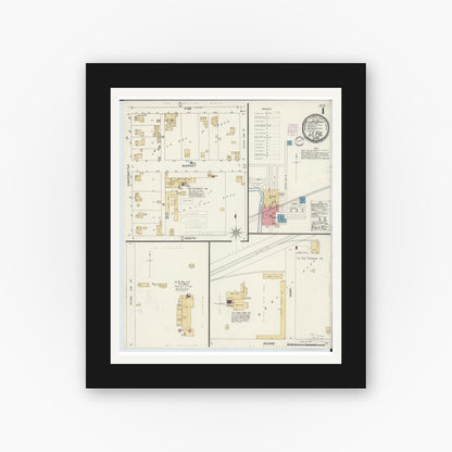 Old map wall art mockup — black gallery frame with white mat — Sanborn Fire Insurance Map from La Rue, Marion County, Ohio (1901) - Complete Map Set