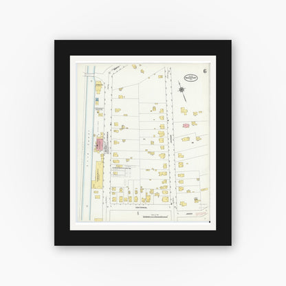 Old map wall art mockup — black gallery frame with white mat — Sanborn Fire Insurance Map from Weedsport, Cayuga County, New York (1911), Sheet #0006