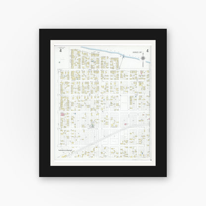 Old map wall art mockup — black gallery frame with white mat — Sanborn Fire Insurance Map from Lakeside, Ottawa County, Ohio (1946), Sheet #0004