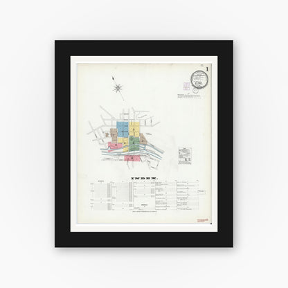 Old map wall art mockup — black gallery frame with white mat — Sanborn Fire Insurance Map from Clyde, Wayne County, New York (1901) - Complete Map Set