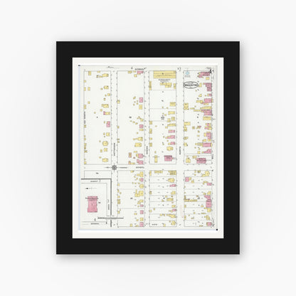 Old map wall art mockup — black gallery frame with white mat — Sanborn Fire Insurance Map from Mascoutah, Saint Clair County, Illinois (1921), Sheet #0004