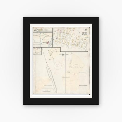 Old map wall art mockup — black gallery frame with white mat — Sanborn Fire Insurance Map from Del Rio, Val Verde County, Texas (1948), Sheet #0022