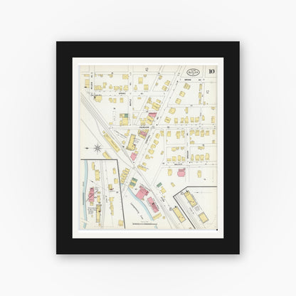 Old map wall art mockup — black gallery frame with white mat — Sanborn Fire Insurance Map from Butler, Butler County, Pennsylvania (1901), Sheet #0010