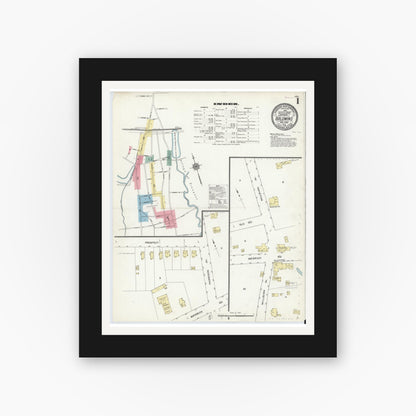 Old map wall art mockup — black gallery frame with white mat — Sanborn Fire Insurance Map from Baldwin, Nassau County, New York (1910) - Complete Map Set