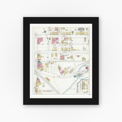 Old map wall art mockup — black gallery frame with white mat — Sanborn Fire Insurance Map from Middletown, Dauphin County, Pennsylvania (1920), Sheet #0002