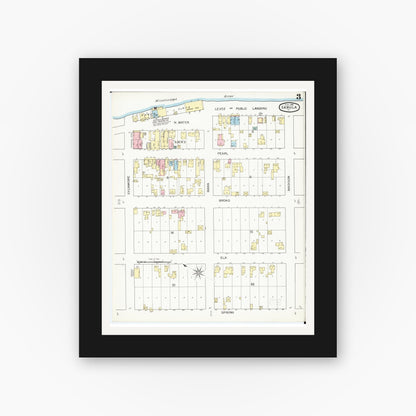 Old map wall art mockup — black gallery frame with white mat — Sanborn Fire Insurance Map from Sabula, Jackson County, Iowa (1893), Sheet #0003
