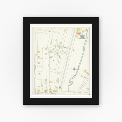 Old map wall art mockup — black gallery frame with white mat — Sanborn Fire Insurance Map from Saugus, Essex County, Massachusetts (1913), Sheet #0006