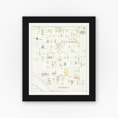 Old map wall art mockup — black gallery frame with white mat — Sanborn Fire Insurance Map from Garfield, Bergen County, New Jersey (1910), Sheet #0004