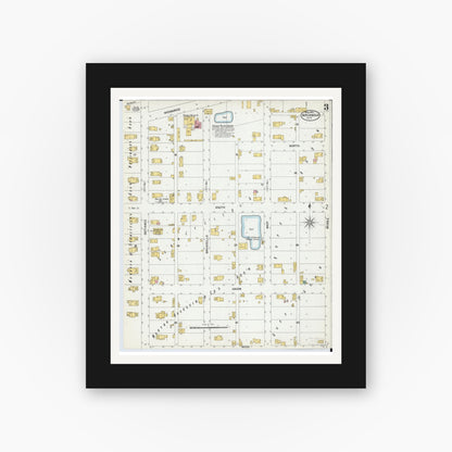 Old map wall art mockup — black gallery frame with white mat — Sanborn Fire Insurance Map from Archbold, Fulton County, Ohio (1901), Sheet #0003