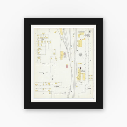 Old map wall art mockup — black gallery frame with white mat — Sanborn Fire Insurance Map from Suffolk, Independent Cities, Virginia (1903), Sheet #0019