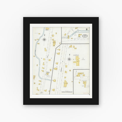 Old map wall art mockup — black gallery frame with white mat — Sanborn Fire Insurance Map from Liberty, Sullivan County, New York (1904), Sheet #0002