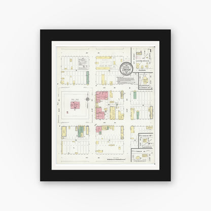 Old map wall art mockup — black gallery frame with white mat — Sanborn Fire Insurance Map from Canyon, Randall County, Texas (1910) - Complete Map Set
