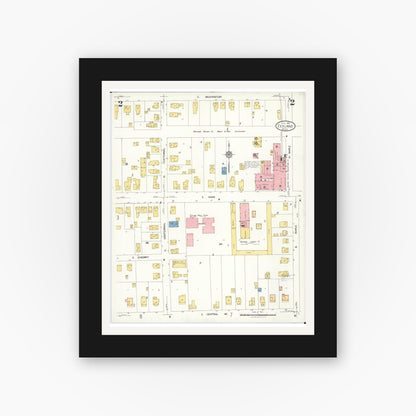 Old map wall art mockup — black gallery frame with white mat — Sanborn Fire Insurance Map from Zeeland, Ottawa County, Michigan (1923), Sheet #0002