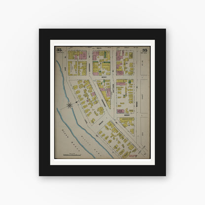 Old map wall art mockup — black gallery frame with white mat — Sanborn Fire Insurance Map from New Jersey Coast, New Jersey Coast, New Jersey (1890), Sheet #0035
