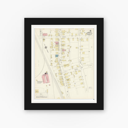 Old map wall art mockup — black gallery frame with white mat — Sanborn Fire Insurance Map from Avoca, Luzerne County, Pennsylvania (1913), Sheet #0006