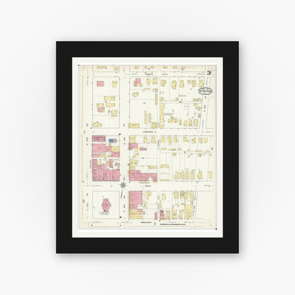Old map wall art mockup — black gallery frame with white mat — Sanborn Fire Insurance Map from Mount Vernon, Jefferson County, Illinois (1913), Sheet #0003