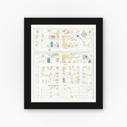 Old map wall art mockup — black gallery frame with white mat — Sanborn Fire Insurance Map from Hilliards, Franklin County, Ohio (1929), Sheet #0002