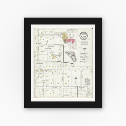 Old map wall art mockup — black gallery frame with white mat — Sanborn Fire Insurance Map from Mount Dora, Lake County, Florida (1920) - Complete Map Set
