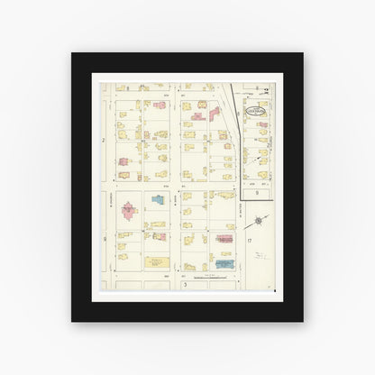 Old map wall art mockup — black gallery frame with white mat — Sanborn Fire Insurance Map from Lock Haven, Clinton County, Pennsylvania (1914), Sheet #0002