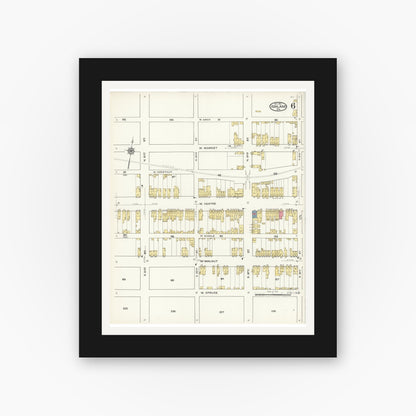 Old map wall art mockup — black gallery frame with white mat — Sanborn Fire Insurance Map from Ashland, Schuylkill County, Pennsylvania (1921), Sheet #0006
