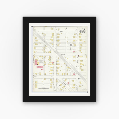 Old map wall art mockup — black gallery frame with white mat — Sanborn Fire Insurance Map from Alliance, Stark County, Ohio (1911), Sheet #0002