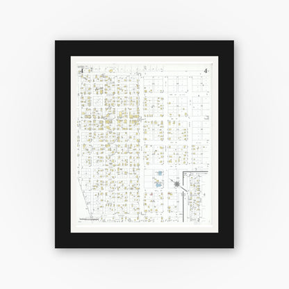 Old map wall art mockup — black gallery frame with white mat — Sanborn Fire Insurance Map from Asherton, Dimmit County, Texas (1951), Sheet #0004