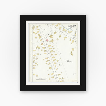 Old map wall art mockup — black gallery frame with white mat — Sanborn Fire Insurance Map from Waterville, Oneida County, New York (1912), Sheet #0011