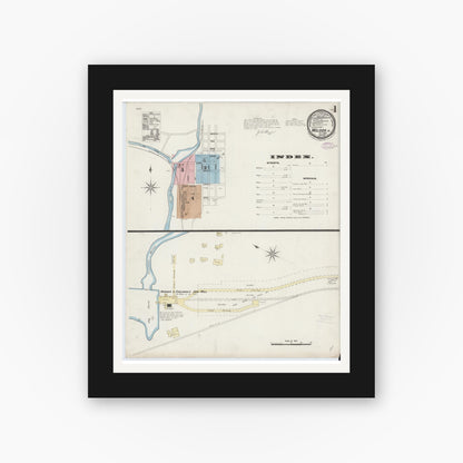 Old map wall art mockup — black gallery frame with white mat — Sanborn Fire Insurance Map from Wilcox, Elk County, Pennsylvania (1887) - Complete Map Set