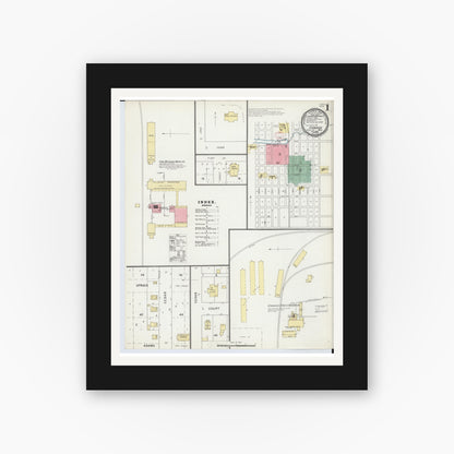 Old map wall art mockup — black gallery frame with white mat — Sanborn Fire Insurance Map from Standish, Arenac County, Michigan (1895) - Complete Map Set