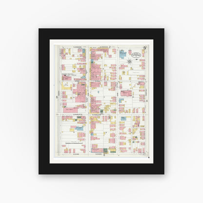 Old map wall art mockup — black gallery frame with white mat — Sanborn Fire Insurance Map from Pottstown, Montgomery County, Pennsylvania (1902), Sheet #0005